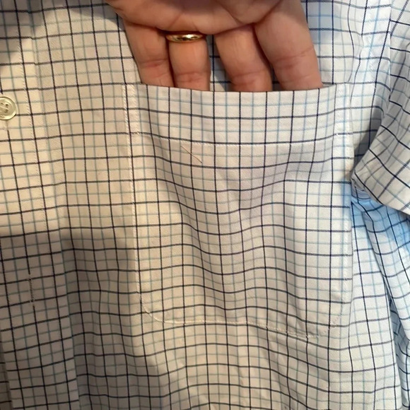Lands End White Blue Button Down Supima Cotton Shirt Button Front Long Sleeve - Picture 3 of 8
